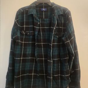 George Black and Teal Plaid Shirt
